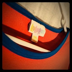 Lularoe coral and blue tunic shirt